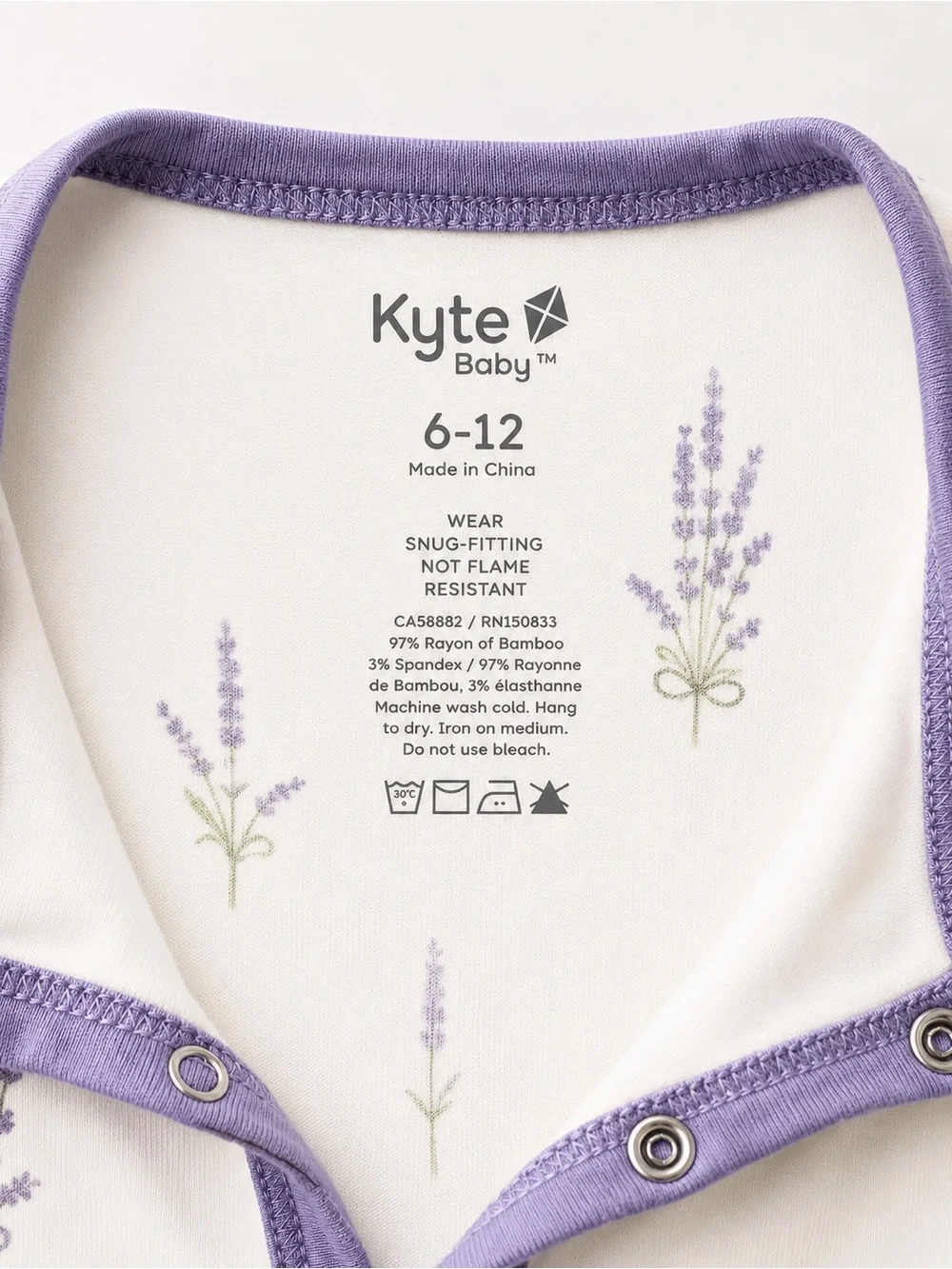 Kyte BABY Kyte Lavender Bamboo Zip Romper 6-12M
